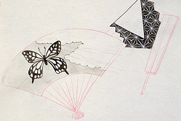 支輪部には蒔絵が入ります（これは下絵）